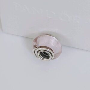 Pandora Encircled Pink Murano Glass Charm Bead Pendant S925 ALE